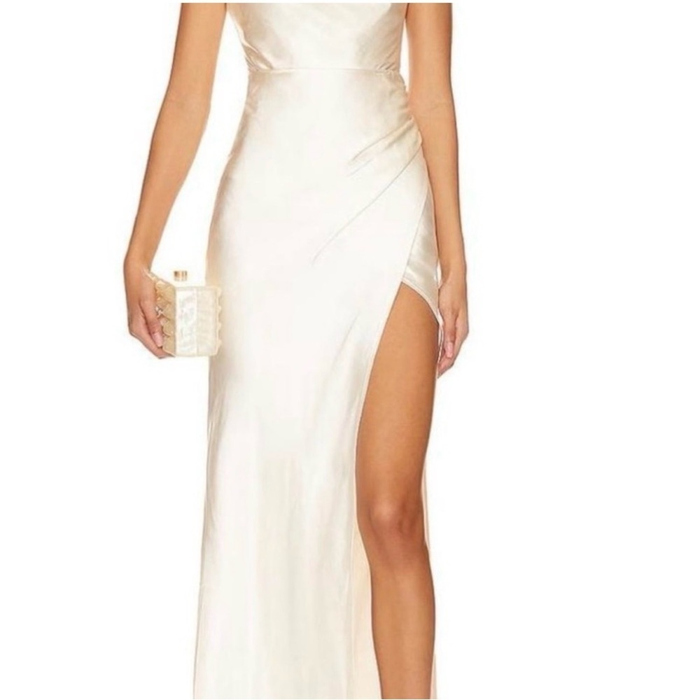 Satin Ivory Square Neck Slip Dress Windsor Elegant Champagne Formal Gown Small - Picture 5 of 11